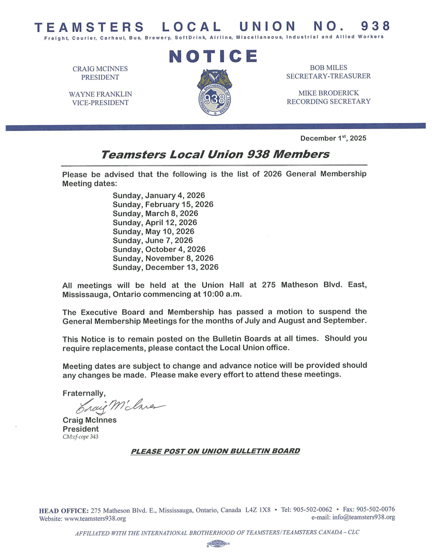 2026 Meeting Schedule